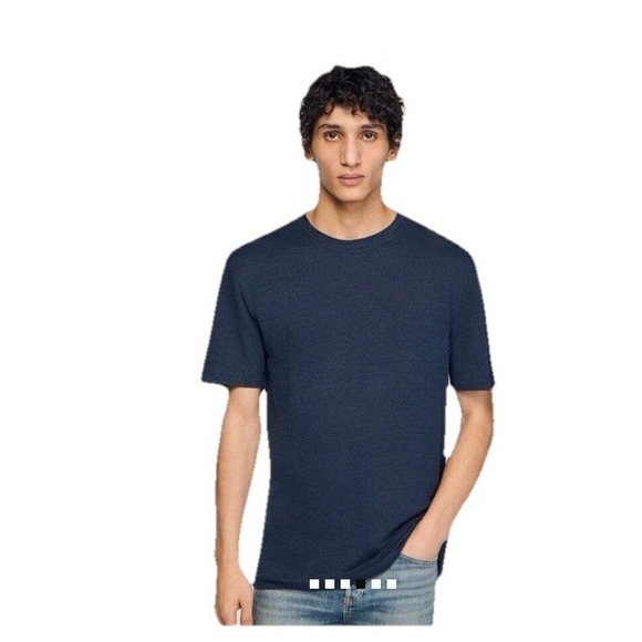 Sandro Other - Sandro Mens Navy Blue Linen/Cotton Short Sleeve TShirt Size S/XS (measured) $185